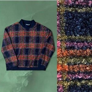 Beachlunchlounge Jewel Tone Plaid Sweater NWT